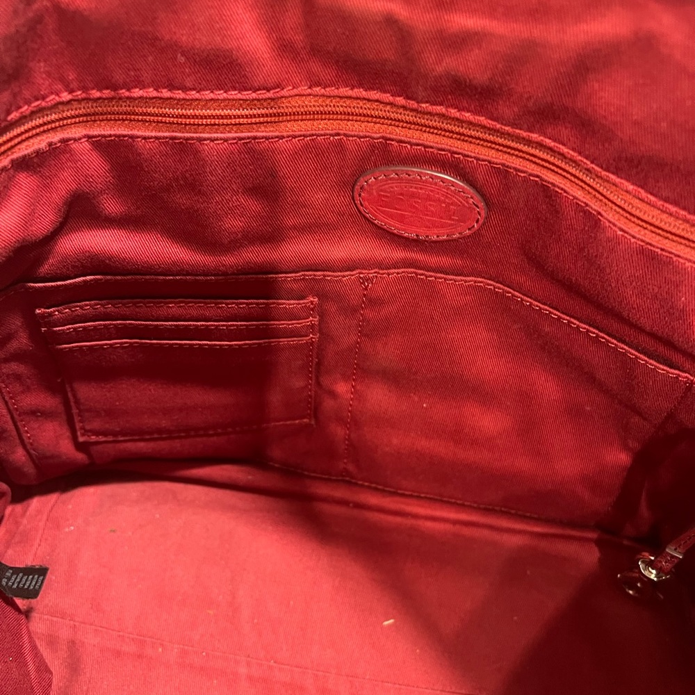 Fossil two tone red zippered tote - Picture 7 of 10